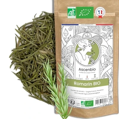 Afbeelding van Ascenbio ✿ Biologische gedroogde rozemarijn uit de Provence Frankrijk 100% puur 180 g los specerijen en aroma bereid verpakt in Biologisch afbreekbare verpakking