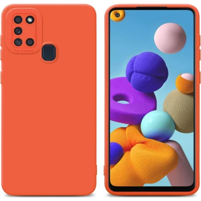 Afbeelding van Cadorabo Hoesje geschikt voor Samsung Galaxy A21s in Fluid ORANJE Beschermhoes gemaakt van flexibel TPU silicone Cover Case