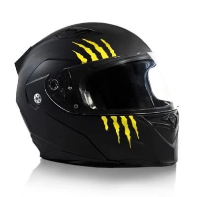 Afbeelding van Finest Folia K173 K173, helmstickers, set van 2, 7,5 x cm, monstersticker, klauw, decoratie voor motorfiets, helm, auto, motorhelm, krassporen, zelfklevend, waterdicht (zwavelgeel)