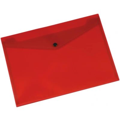 Afbeelding van Q connect Documentenmap, A4, Transparante Pp, Drukknopsluiting, Rood Documentenmap