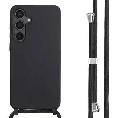 Afbeelding van imoshion hoesje Geschikt voor Samsung Galaxy S24 FE met koord Siliconen Zwart