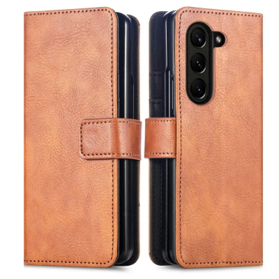 Afbeelding van Samsung Galaxy Z Fold 6 Hoesje Kunstleder iMoshion Bookcase Bruin Telefoonhoesje