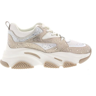 Afbeelding van Steve Madden dames Privy sneaker met glitter in de kleur Beige, maat: 37