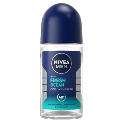 Afbeelding van NIVEA Men Fresh Ocean Deodorant 0% (1 x 50 ml) 48 uur bescherming heren verzorging zonder zout aluminium en fris gevoel