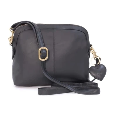Afbeelding van GIGI Dames Leer Cross Body Handtas Schoudertas met Lange Verstelbare Riem OTHELLO 10190 Zwart