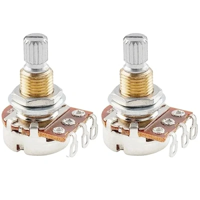 Afbeelding van Musiclily Pro Messing Schroefdraad Mini Metric Split Shaft B25K Lineaire Potmeter voor Elektrische Gitaar en Basgitaar (2 Stuks)