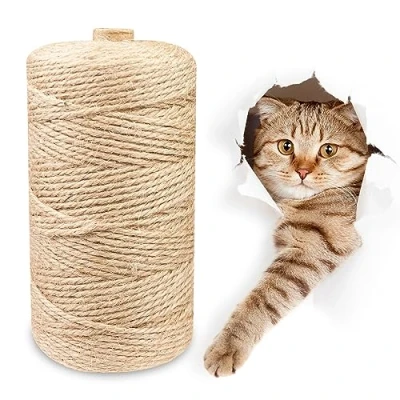 Afbeelding van Magrimaxio Krabpaal touw, natuurlijke sisal jute, henneptouw, 6 mm x 50 m, jute decoratie, koord met krabpijler, touw voor reparatie, vervanging boom en kat
