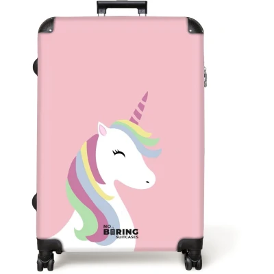 Afbeelding van NoBoringSuitcases.com® Koffer groot Reiskoffer lichtgewicht Eenhoorn Regenboog Pastel Roze Meisjes Rolkoffer met 4 wielen Grote trolley XL 98 liter bagage