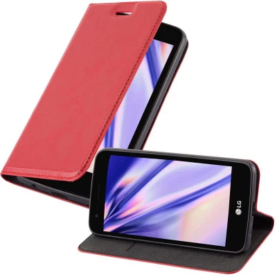 Afbeelding van Cadorabo Hoesje geschikt voor LG K4 2017 in APPEL ROOD Beschermhoes Case magnetische sluiting Cover