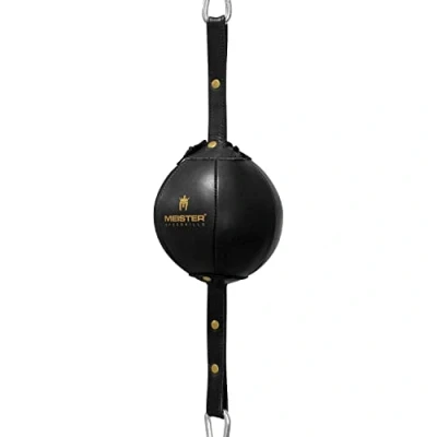 Afbeelding van Meister SpeedKills Double End Leather Speed Bag w/Bungees &amp; Lichtgewicht Latex Blaas Zwart Small (5&quot;)