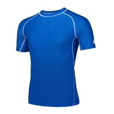Afbeelding van AMZSPORT Rash Guard shirt voor heren, UPF 50+ uv bescherming, korte mouwen, sneldrogend, zonnebescherming, vest zwemmen, surfen, vissen, hardlopen, 112028 blauw, XXL