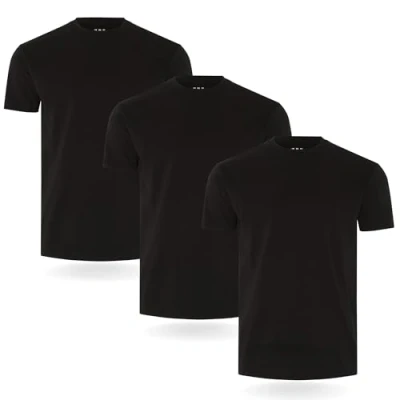 Afbeelding van FM London (3/5 pack) heren T shirt premium gewicht shirts met licht getailleerd ontwerp superzacht gemaakt van 100% katoen stretch voor elke gelegenheid duurzame
