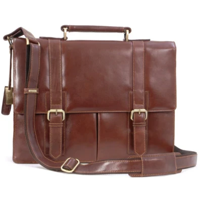Afbeelding van Visconti Bennet Schoudertas / Messenger Bag leder Geolied leer kwaliteit