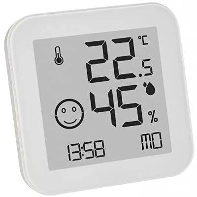 Afbeelding van TFA Dostmann Digitale thermo hygrometer Black &amp; White 30.5054.02 E INK display, binnentemperatuur, luchtvochtigheid, maximale en minimale waarden, tijd datum, wit