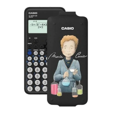 Afbeelding van Casio FX 82SP CW Wetenschappelijke rekenmachine, met Marie Curie, geïllustreerd door Raquel Riba Rossy, aanbevolen voor het Spaanse en Portugese curriculum, 5 talen, meer dan 300 functies, donkergrijs