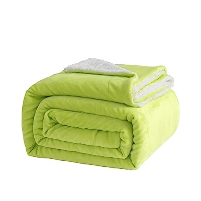 Afbeelding van Good Nite Deken 130 x 150 cm Omkeerbare Sherpa Fleece Pluizige Polyester Zachte en Warme Beddekens voor Thuis Reizen (Groen, Eenpersoons)