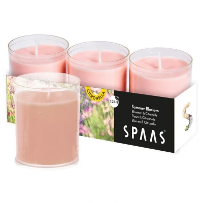 Afbeelding van Spaas Kaars Citronella Summer Blossom Branders Roze 3 stuks