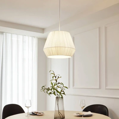 Afbeelding van Lindby hanglamp Vitore, Ø 40 cm, textiel, wit
