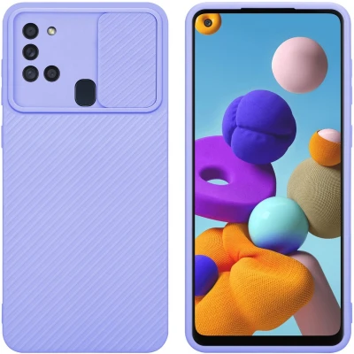Afbeelding van Cadorabo Hoesje geschikt voor Samsung Galaxy A21s in Bonbon Paars Beschermhoes van flexibel TPU silicone Case Cover en met camerabescherming