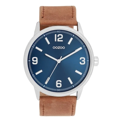 Afbeelding van OOZOO Timepieces Zilverkleurige horloge met leren band C11501