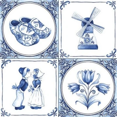 Afbeelding van 20 servetten steden en landen Nederland collage als tafeldecoratie. Papieren met motief. Ook voor decoupage servettentechniek 33x33cm