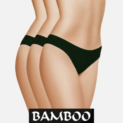 Afbeelding van 3 stuks Bamboe ondergoed Dames Slips Zwart Maat S