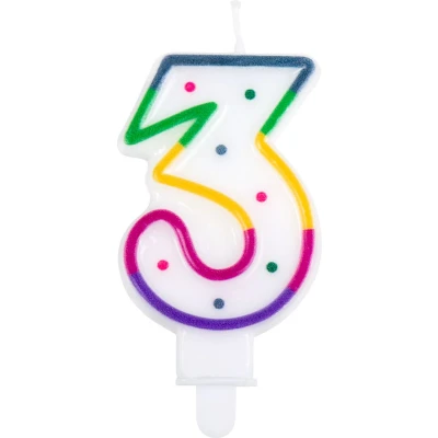 Afbeelding van Kaars 3 jaar Regenboog Stip 8cm