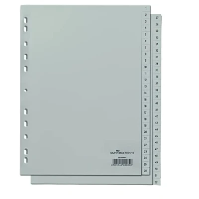 Afbeelding van Durable Tabbladen A4 52 delig bedrukte tabs 1 26+27 PP grijs, grijs