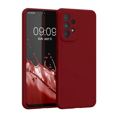 Afbeelding van kwmobile telefoonhoesje geschikt voor Samsung Galaxy A33 5G Hoesje met siliconen coating Smartphone case in rabarber rood