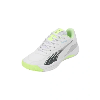 Afbeelding van Puma NOVA Smash Padelschoenen, Heren, Maat: 46.5, White/luminous blue/fizzy apple/shadow gray Textiel/ synthetisch