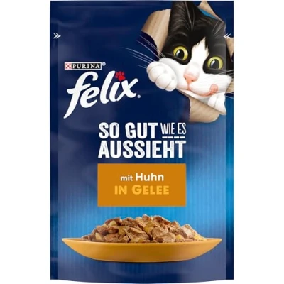 Afbeelding van FELIX Zo goed als het eruit ziet kattenvoer nat in gelei, met kip, 26 stuks (26 x 85 g)