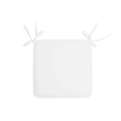Afbeelding van Stof Textile Home stoelkussens wit 38 x 3 cm voor binnen touwtjes sluiting zitkussens plat vierkant
