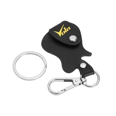Afbeelding van Vola plectrumhouder houder lederen sleutelhanger plectrumkoffer tas plectrums opslag, zwart