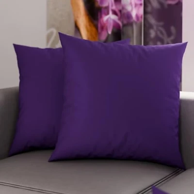 Afbeelding van PETTI Artigiani Italiani Set van 2 kussenslopen 65 x cm, effen paarse kussenslopen, kussensloop 100% microvezel, hypoallergeen, gemaakt in Italië
