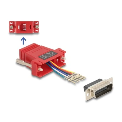 Afbeelding van Delock D Sub 15 Pin Stecker zu RJ12 Buchse Montagesatz rot HQ produc
