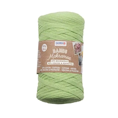 Afbeelding van GLOREX 5 1005 03 Bands Macramé, superzacht textielgaren van 60% katoen/40% viscose, voor haken, breien, knopen en textieldesign, 250 g, ca. 125 m, groen