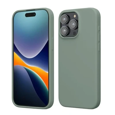 Afbeelding van kwmobile Case voor iPhone 15 Pro Max Slank TPU Hoesje met Zachte Afwerking In Regenwashed groen