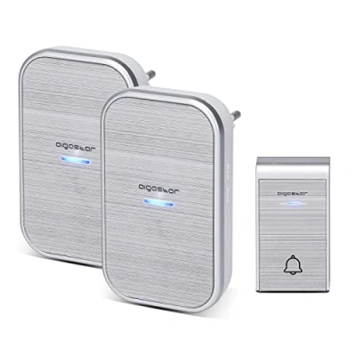Afbeelding van Aigostar Draadloze Deurbel 2HVKS Met 2 ontvangers Plug&amp;Play AC 3 Regelbaar volume 36 Melodieën Zilver