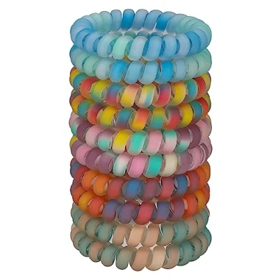 Afbeelding van JessLab Spiraal haarbanden, 10pcs Diverse Sporenloze Leuke Plastic Spoel Paardenstaarthouders, No Damage Haaraccessoire voor Vrouwen en Meisjes, Regenboog