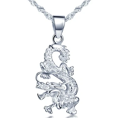 Afbeelding van Unendlich U Fashion 925 sterling zilveren dameshalsketting draak hanger kettinghanger, emaille, Geen edelsteen
