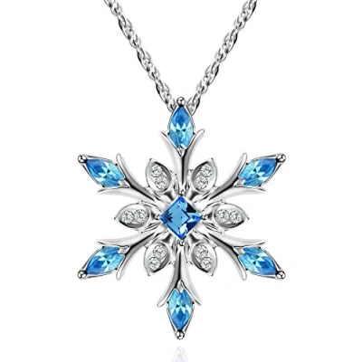 Afbeelding van Murtoo Damesketting met sneeuwvlok, ketting hanger, versierd kristallen, cadeau voor vrouwen (blauw)