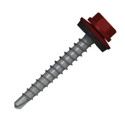 Afbeelding van Boorschroeven met 14mm ring 4,8x35 RAL 3011 bruinrood 100 stuks