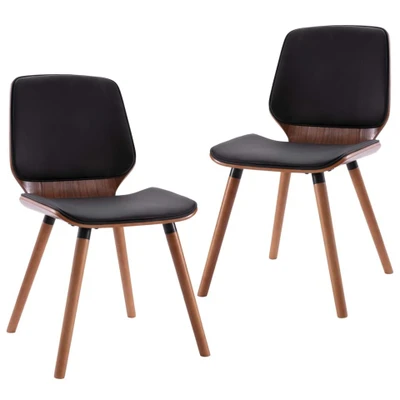 Afbeelding van Eetkamerstoelen 2 st kunstleer zwart