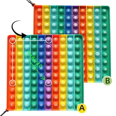 Afbeelding van KICOSOADT Pop It Popit XXL, speelgoed, regenboogspeelgoed, Push Bubble Fidget Sensory speelgoed voor kinderen en volwassenen, educatief 1 100 cijfers (1 vermenigvuldiging)