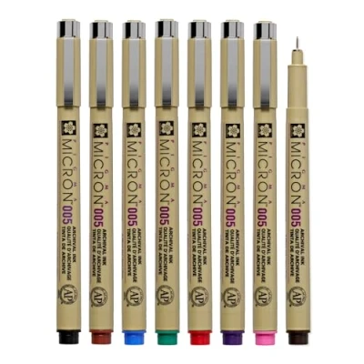 Afbeelding van SAKURA Pigma Micron 005 8 Color Set Pigment op waterbasis voor illustratie vakantiegeschenken kunstenaars, ambachtslieden en doe het zelf geschenken projecten