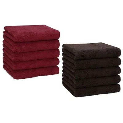 Afbeelding van Betz 10 stuks zeepdoekjes Premium 100% katoen Set 30x30 cm kleur donkerrood en donkerbruin