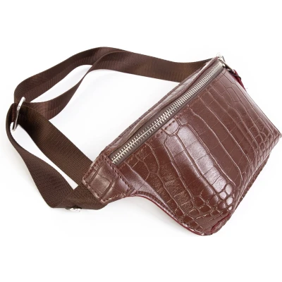 Afbeelding van KIMU Heuptasje Krokodillenleer Roodbruin Rood Bruin Cognac Fanny Pack Kunst Leer Heuptas Tas Tasje Fannypack Festival