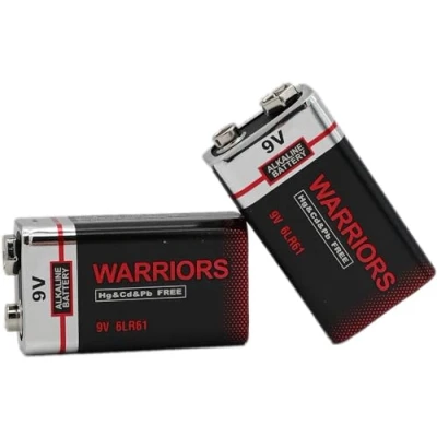 Afbeelding van Warriors 2X 9v batterijen battery, extra vermogen, lange levensduur, voor rookmelders, brandmelders, alarmsensoren, enz 6lr61 6F22 PP3 MN1604