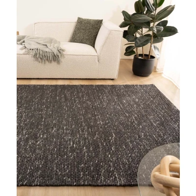 Afbeelding van Wollen Tapijt/Vloerkleed Hyssing Zwart 240x340 Cm 100% Wol