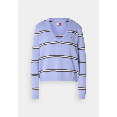 Afbeelding van Tommy Jeans Trui &#039;ESSENTIAL&#039; violetblauw / zwart wit